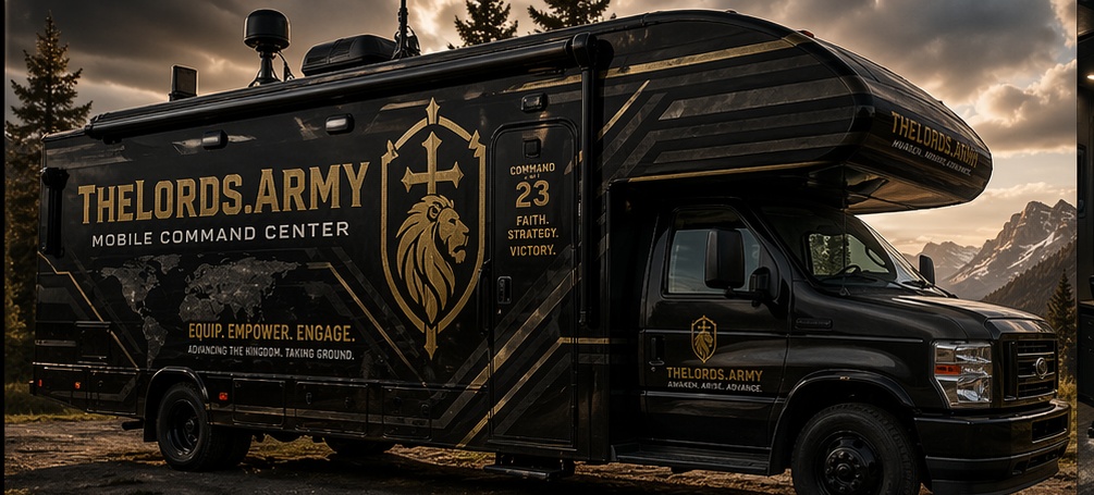A mobile command center vehicle prepared for field deployment.